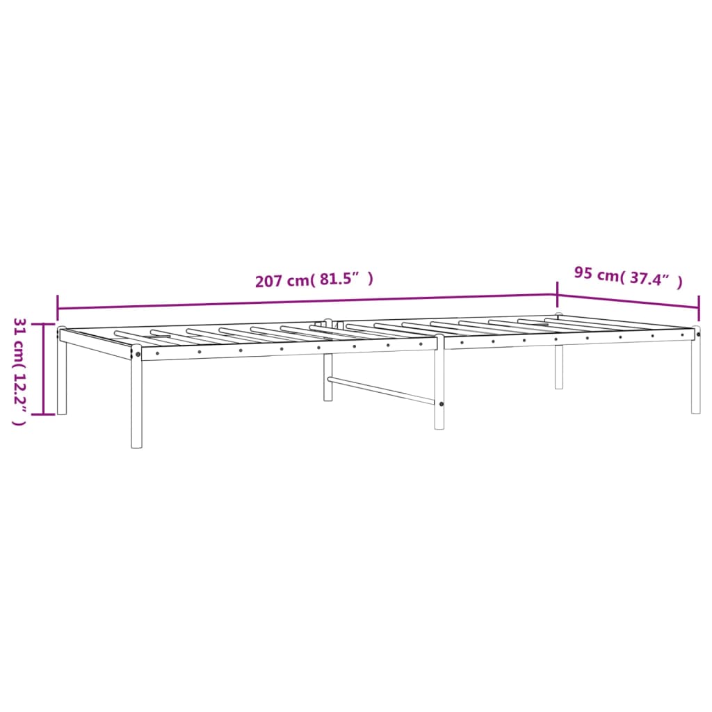 Sengeramme i metall hvit 90x200 cm