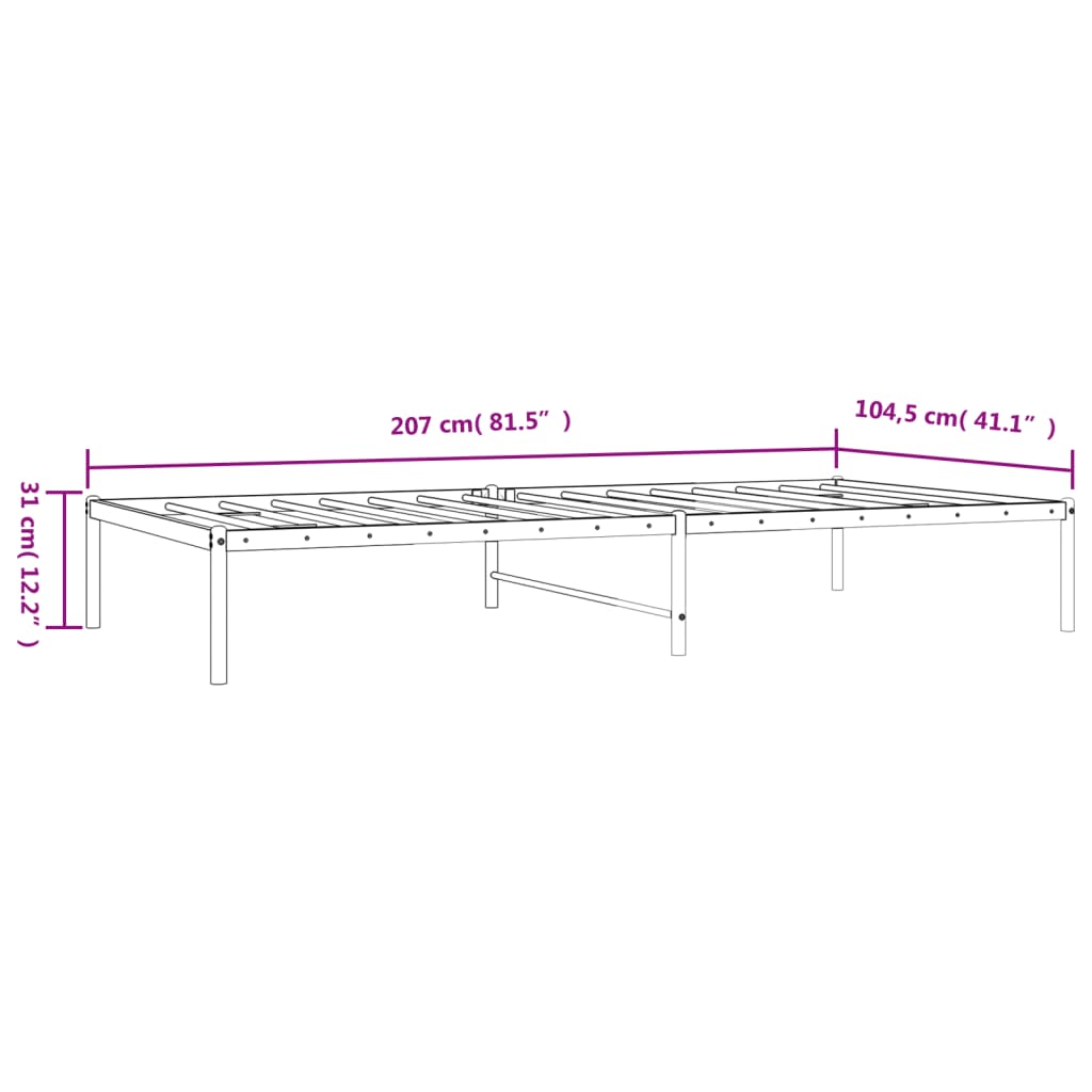 Sengeramme i metall hvit 100x200 cm