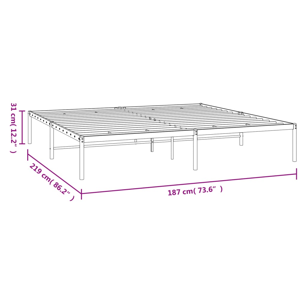 Sengeramme i metall hvit 183x213 cm