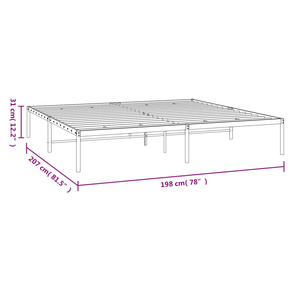 Sengeramme i metall hvit 193x203 cm