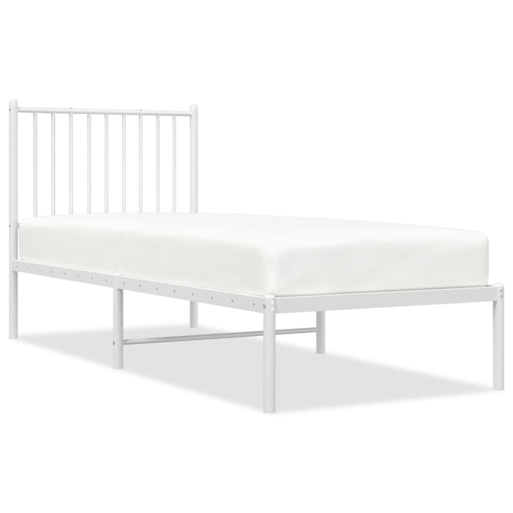 Sengeramme i metall uten madrass med hodegavl hvit 75x190 cm