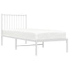 Sengeramme i metall uten madrass med hodegavl hvit 75x190 cm