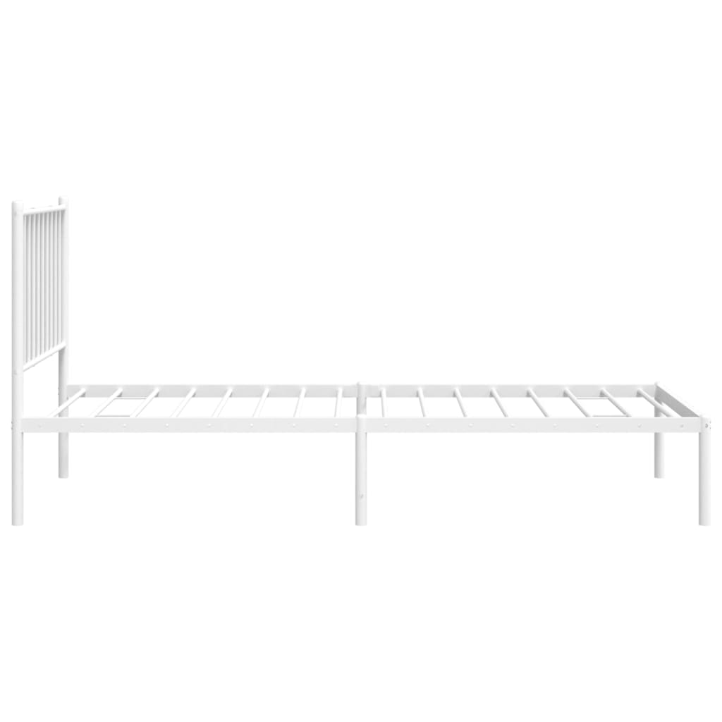 Sengeramme i metall uten madrass med hodegavl hvit 75x190 cm