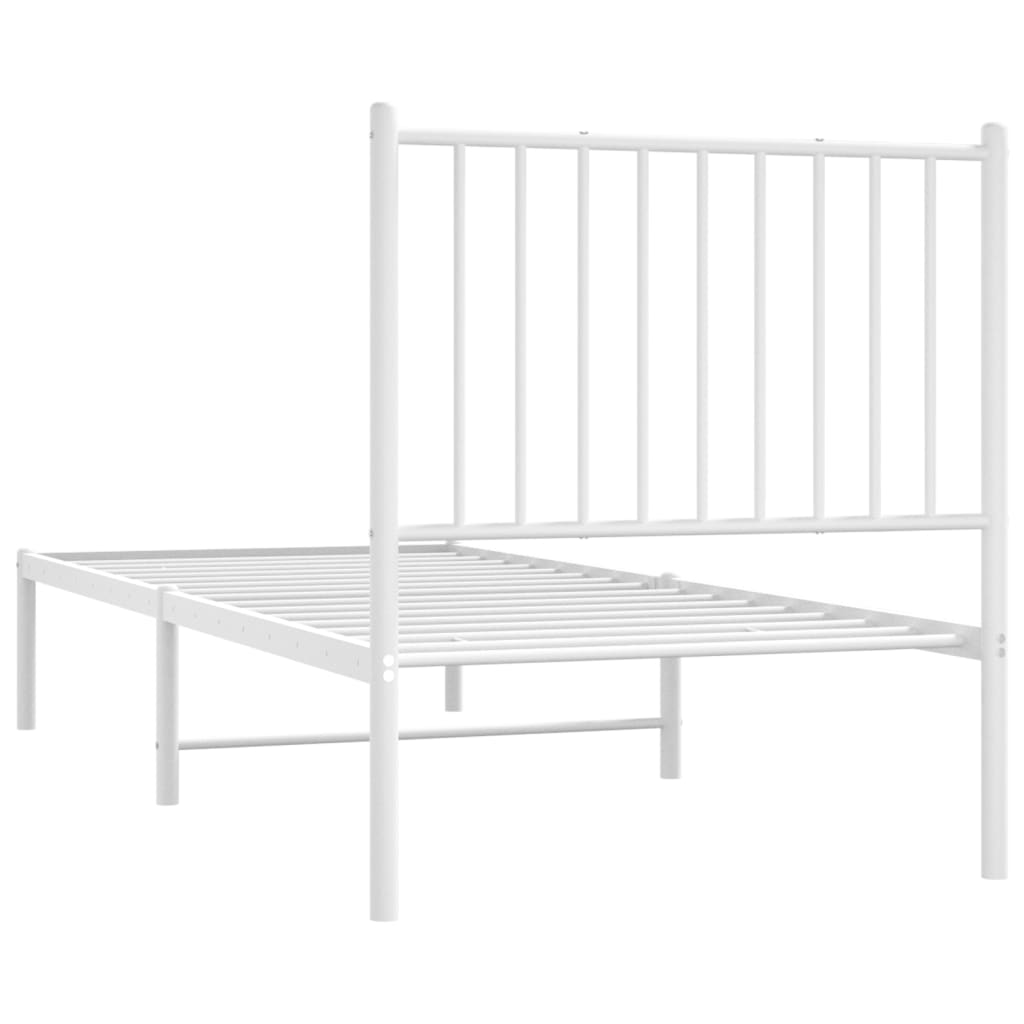 Sengeramme i metall uten madrass med hodegavl hvit 75x190 cm