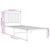Sengeramme i metall uten madrass med hodegavl hvit 75x190 cm