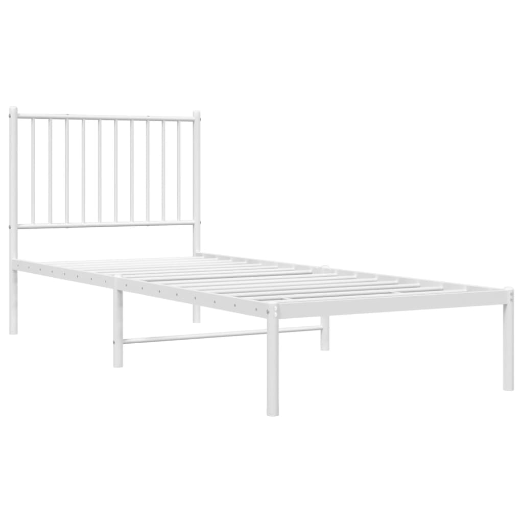 Sengeramme i metall med hodegavl hvit 80x200 cm