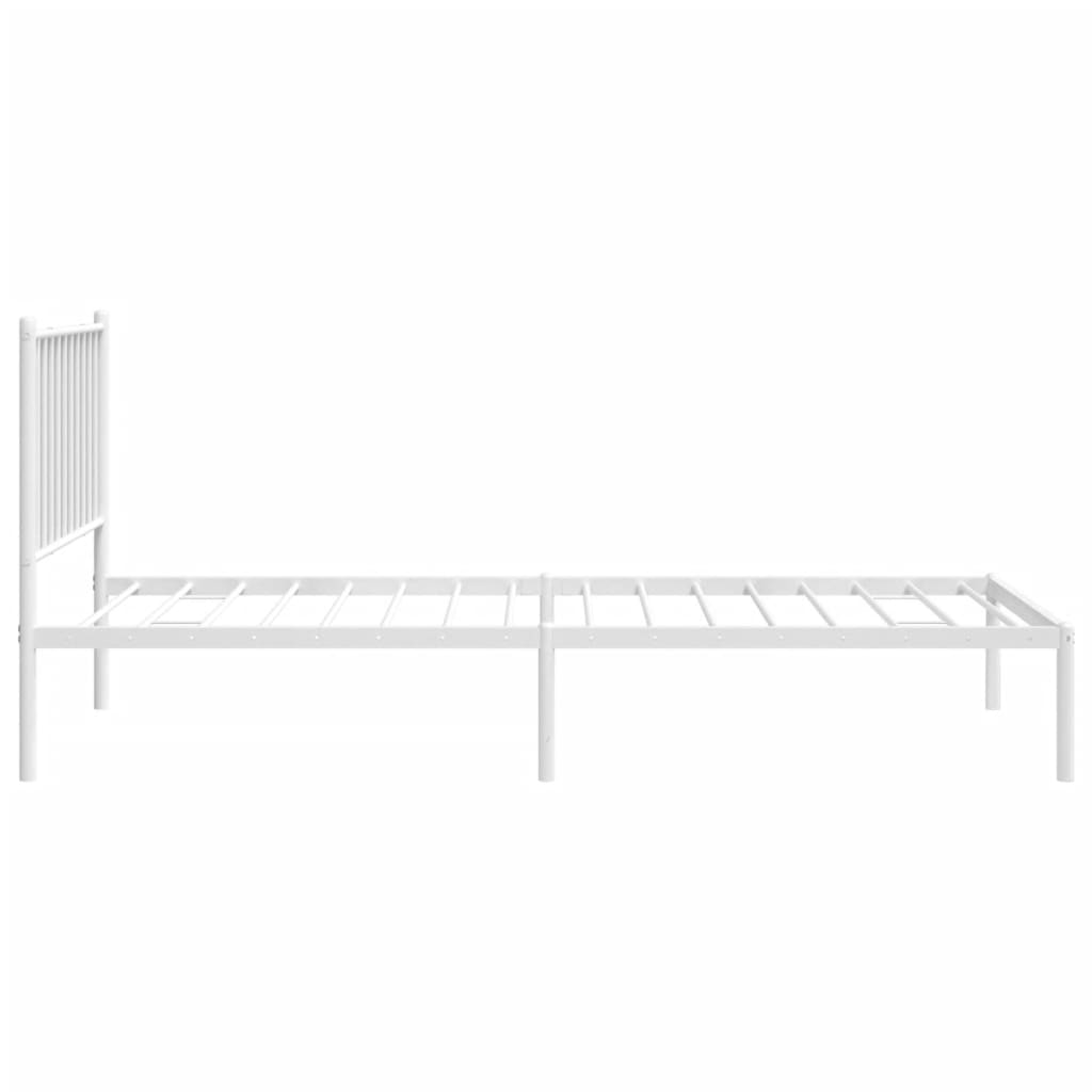 Sengeramme i metall med hodegavl hvit 80x200 cm