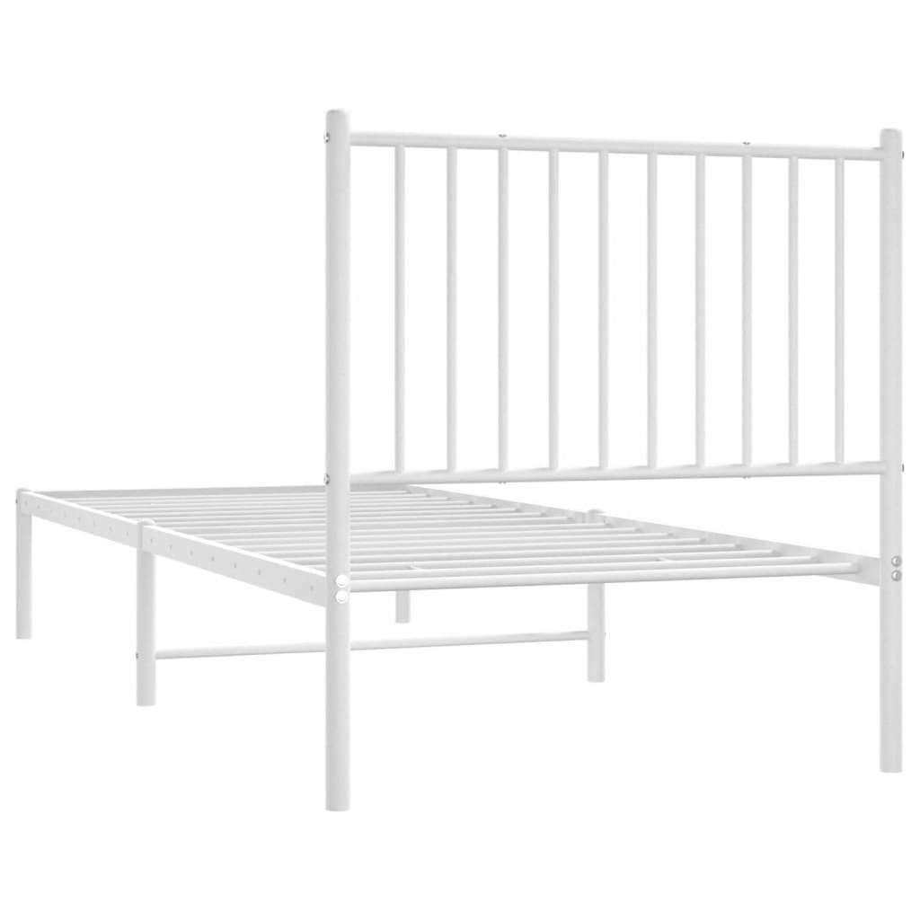 Sengeramme i metall med hodegavl hvit 80x200 cm
