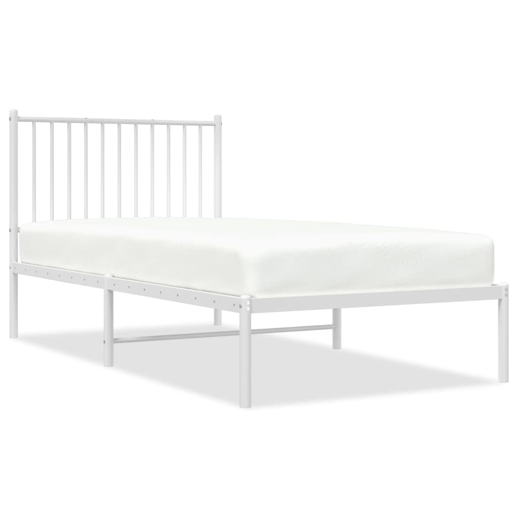 Sengeramme i metall med hodegavl hvit 90x190 cm