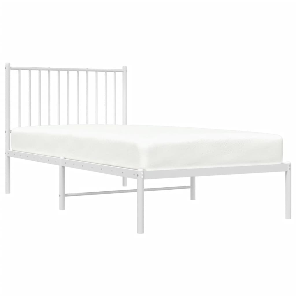 Sengeramme i metall med hodegavl hvit 90x190 cm
