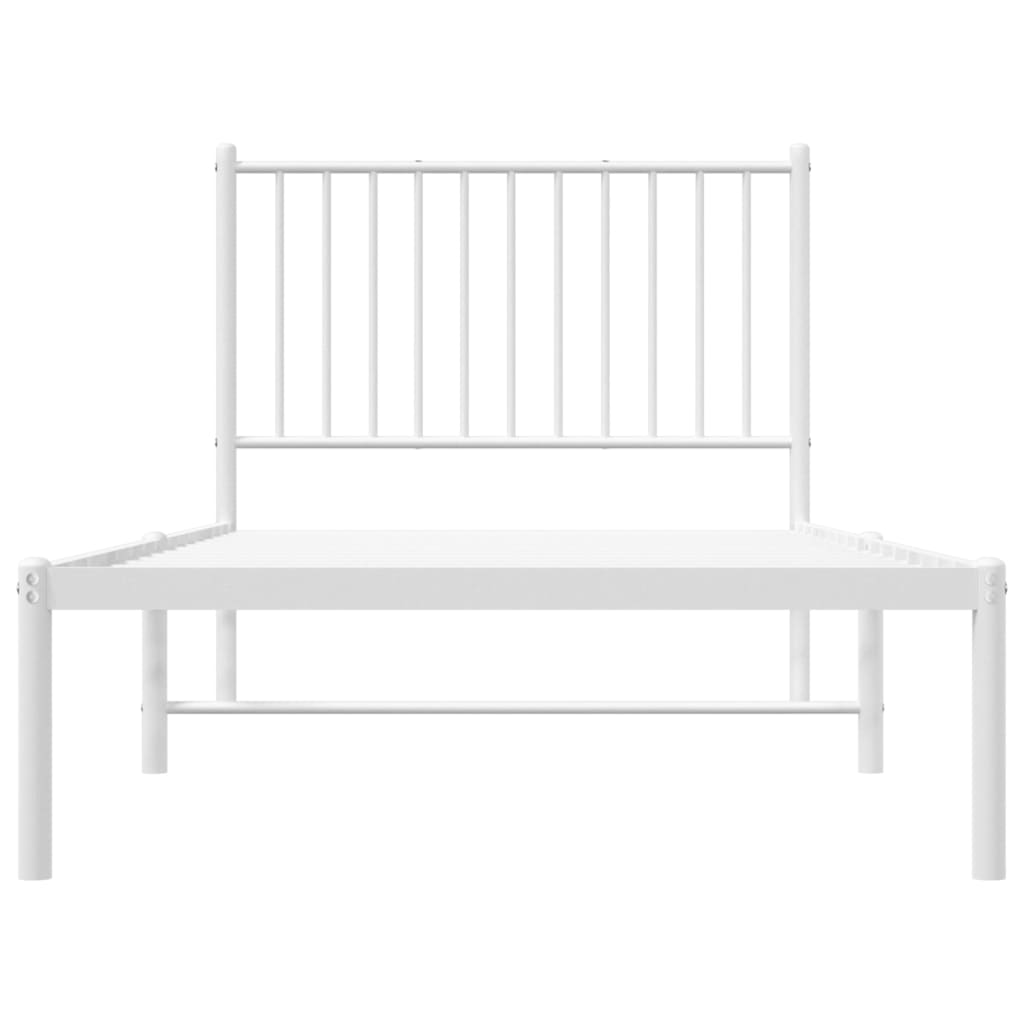 Sengeramme i metall med hodegavl hvit 90x190 cm
