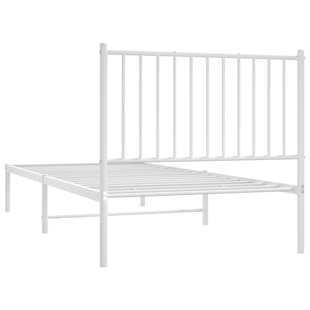 Sengeramme i metall med hodegavl hvit 90x200 cm