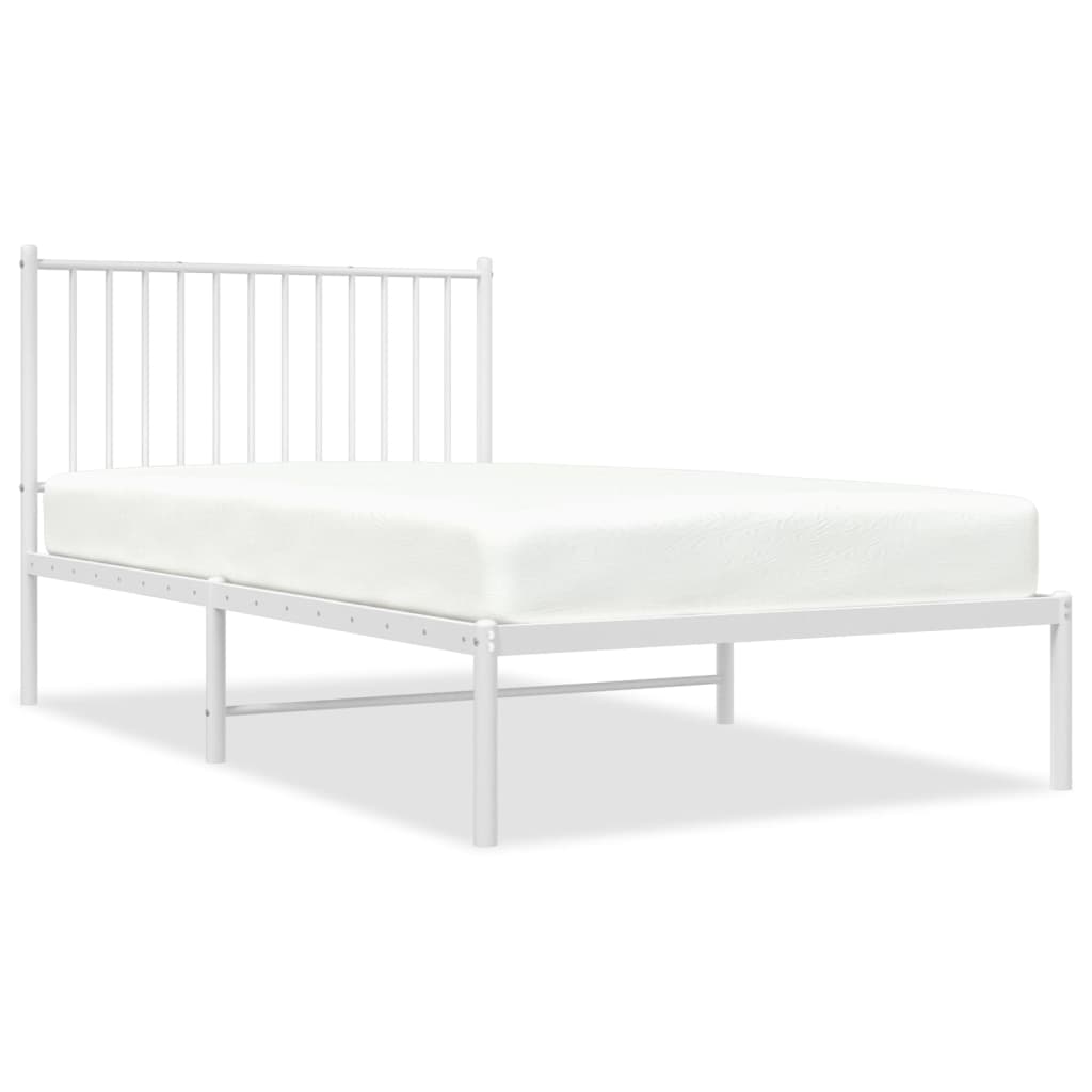 Sengeramme i metall med hodegavl hvit 100x190 cm