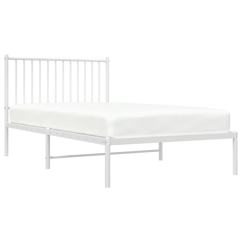 Sengeramme i metall med hodegavl hvit 100x190 cm