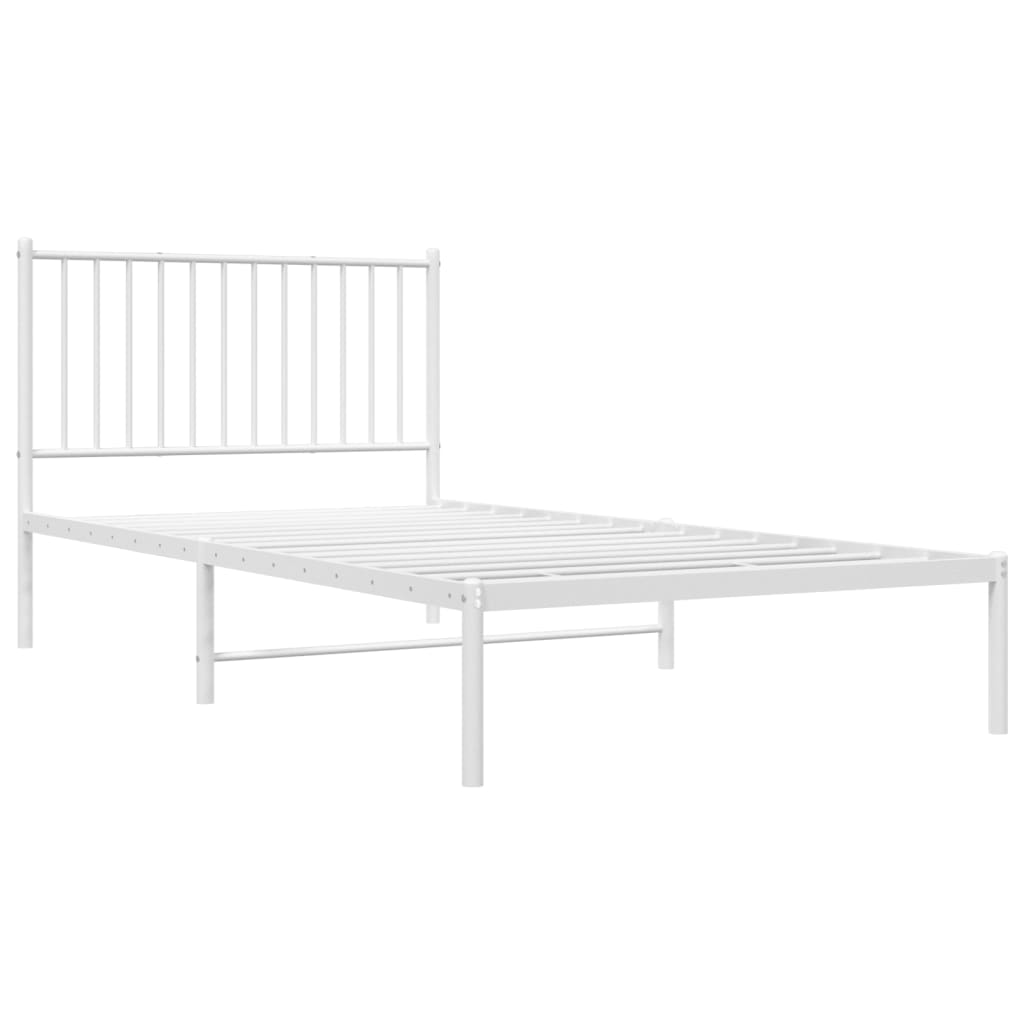 Sengeramme i metall med hodegavl hvit 100x200 cm
