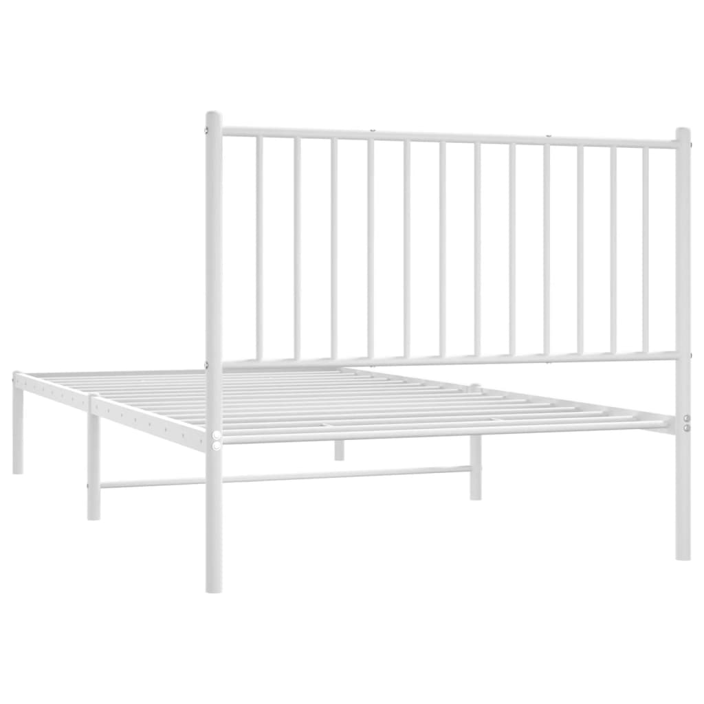 Sengeramme i metall med hodegavl hvit 100x200 cm