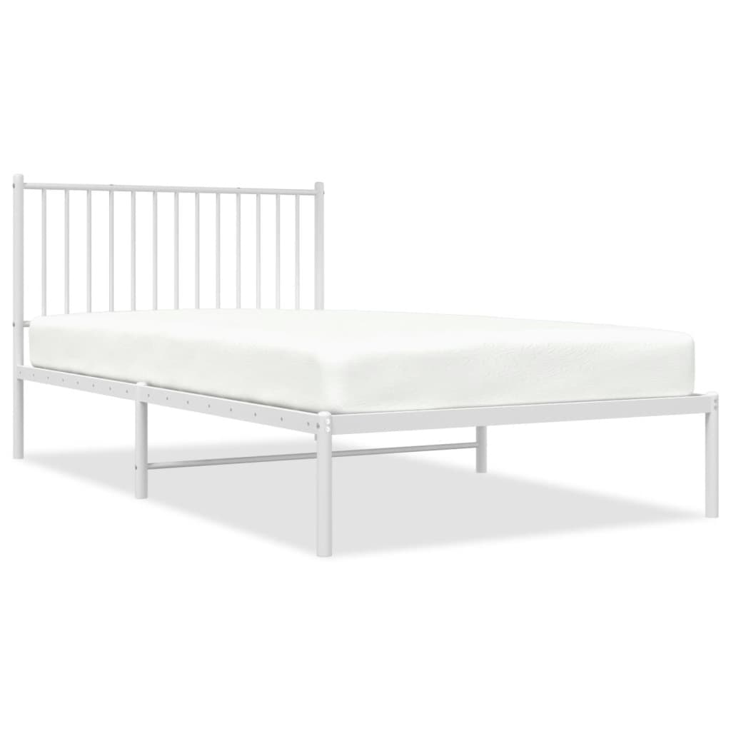 Sengeramme i metall med hodegavl hvit 107x203 cm