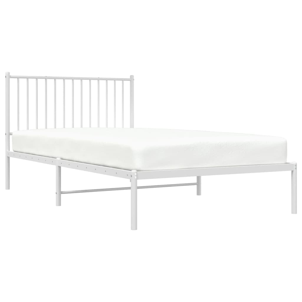 Sengeramme i metall med hodegavl hvit 107x203 cm