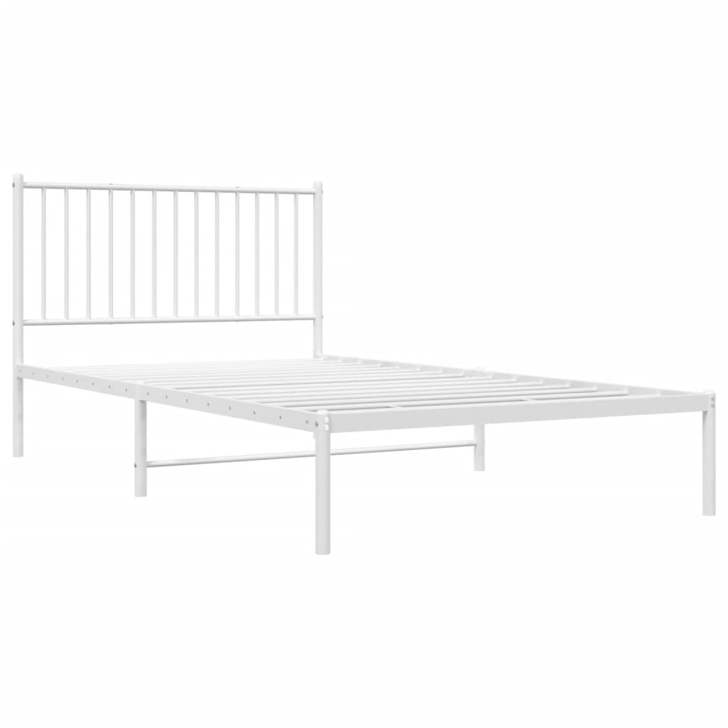 Sengeramme i metall med hodegavl hvit 107x203 cm