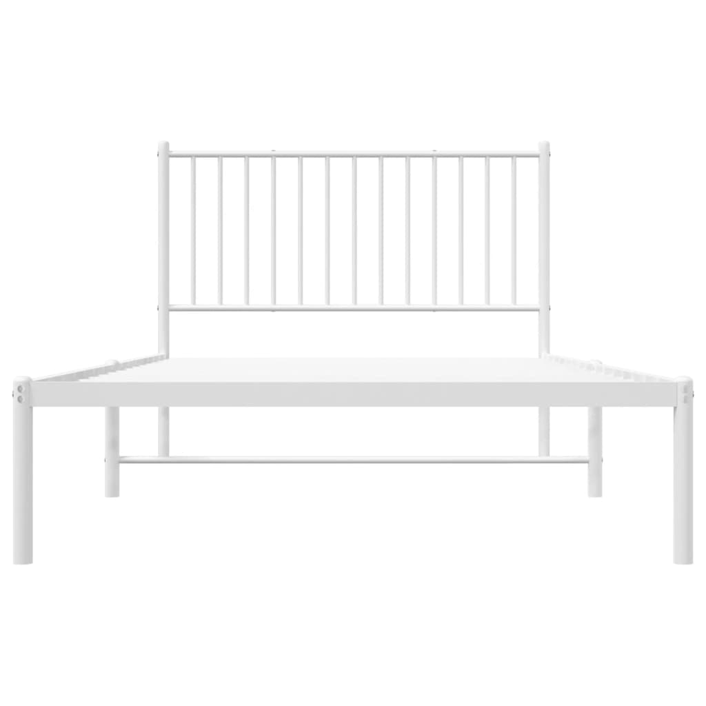 Sengeramme i metall med hodegavl hvit 107x203 cm