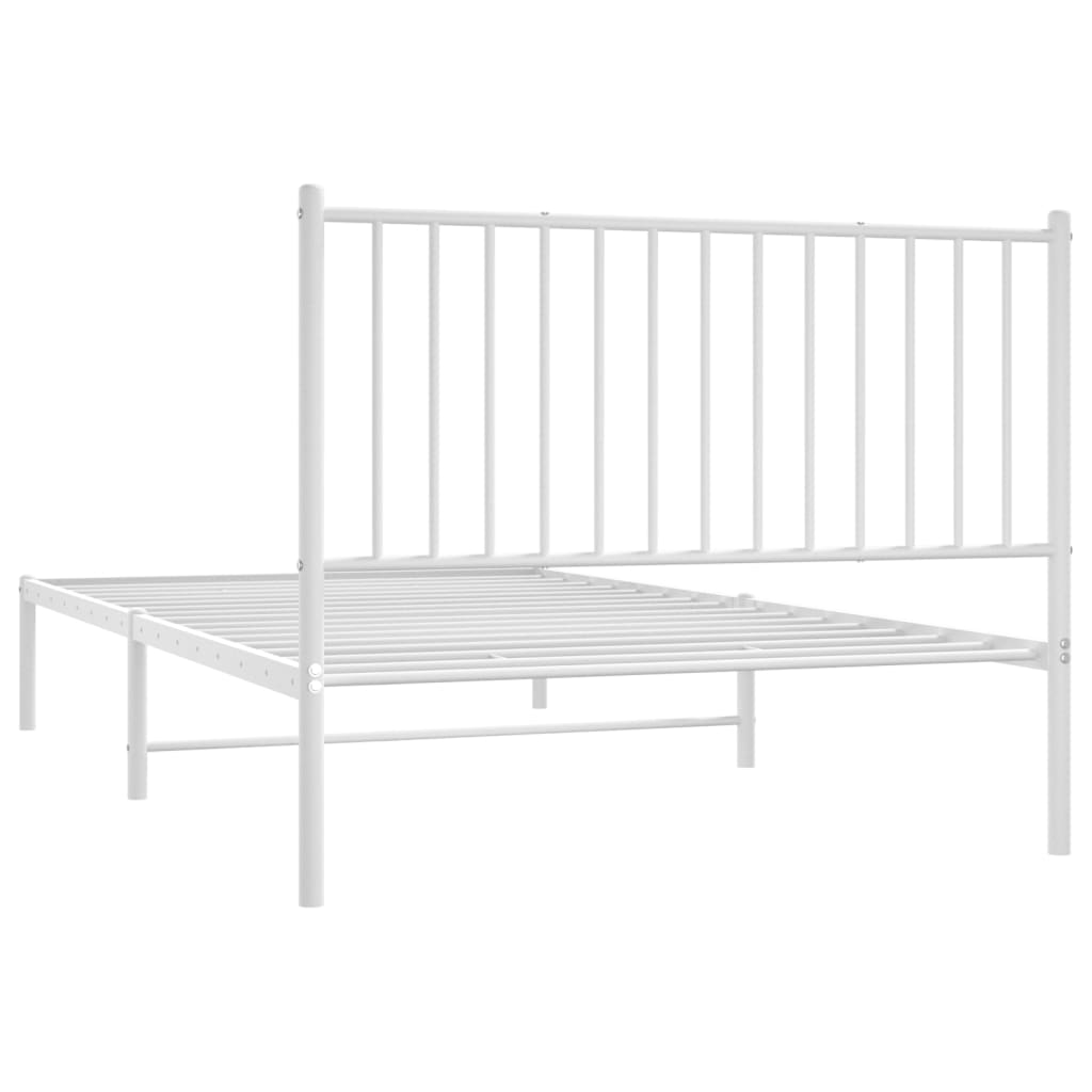 Sengeramme i metall med hodegavl hvit 107x203 cm