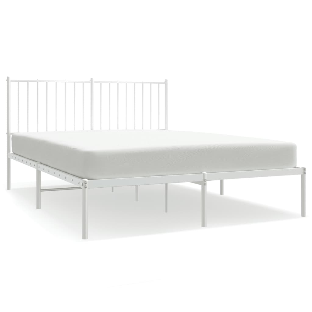 Sengeramme i metall med hodegavl hvit 140x190 cm