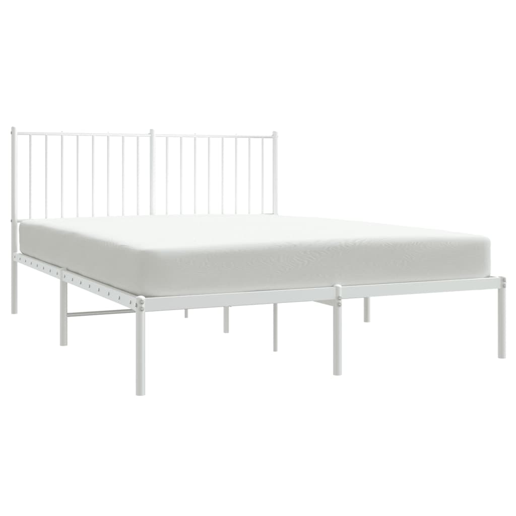 Sengeramme i metall med hodegavl hvit 140x190 cm