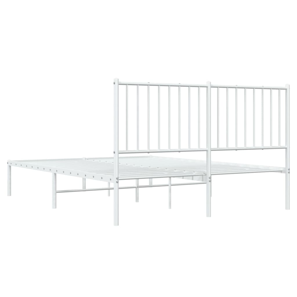 Sengeramme i metall med hodegavl hvit 140x190 cm