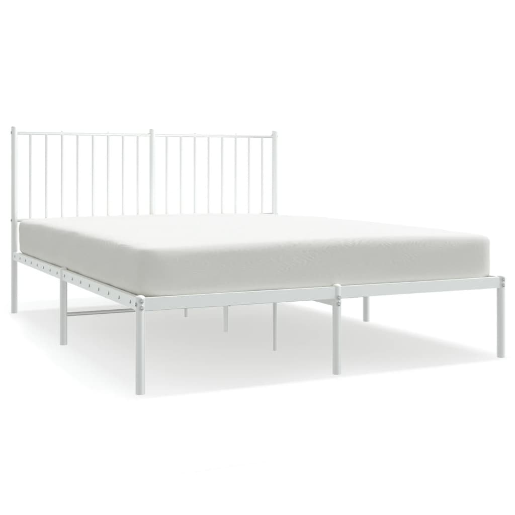 Sengeramme i metall med hodegavl hvit 140x200 cm