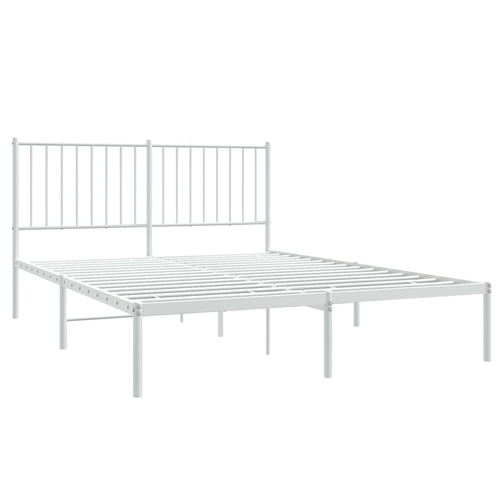 Sengeramme i metall med hodegavl hvit 140x200 cm