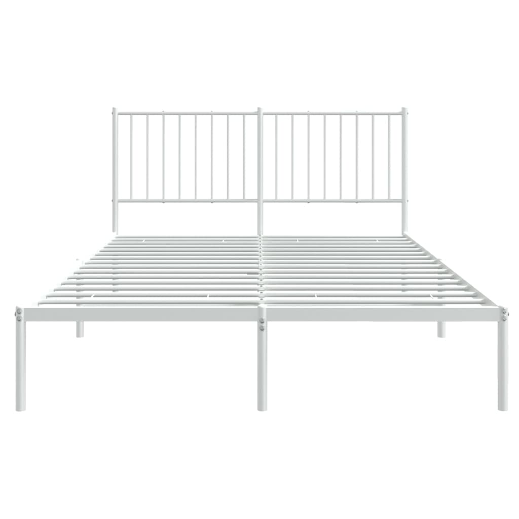 Sengeramme i metall med hodegavl hvit 140x200 cm