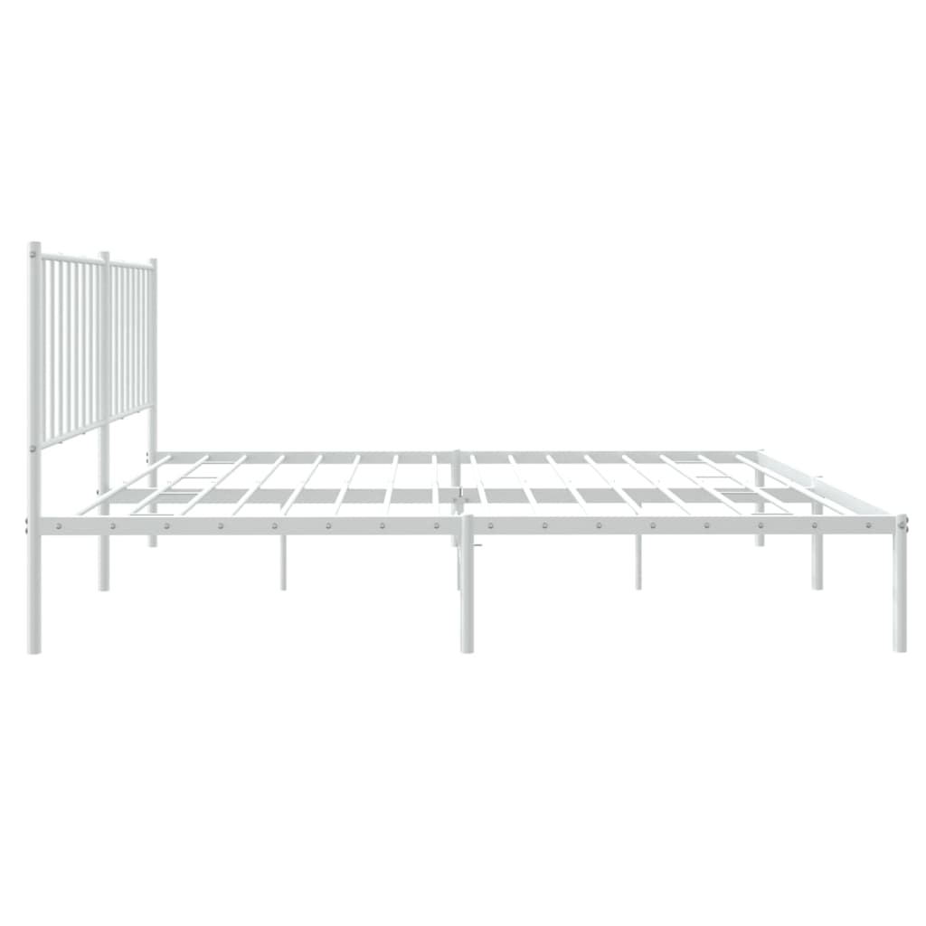 Sengeramme i metall med hodegavl hvit 140x200 cm