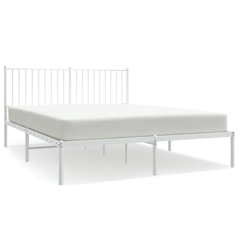 Sengeramme i metall med sengegavl hvit 150x200 cm