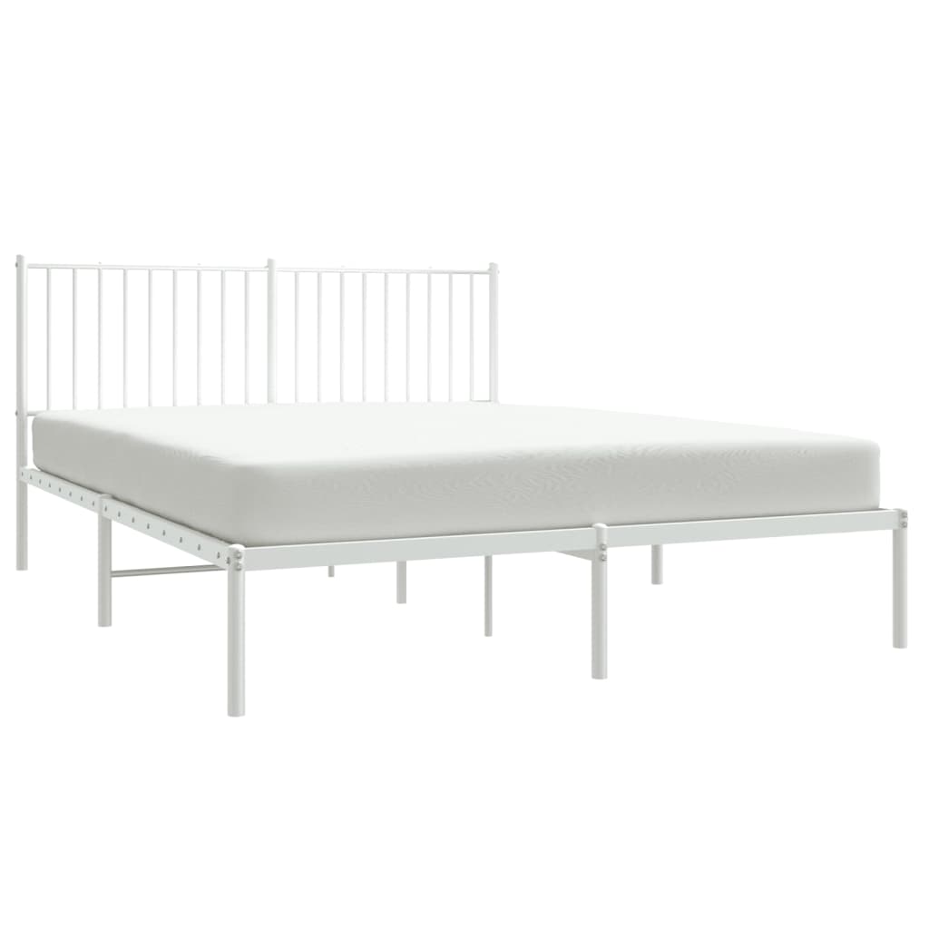 Sengeramme i metall med sengegavl hvit 150x200 cm