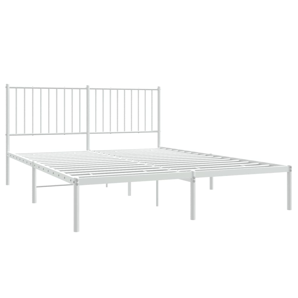 Sengeramme i metall med sengegavl hvit 150x200 cm