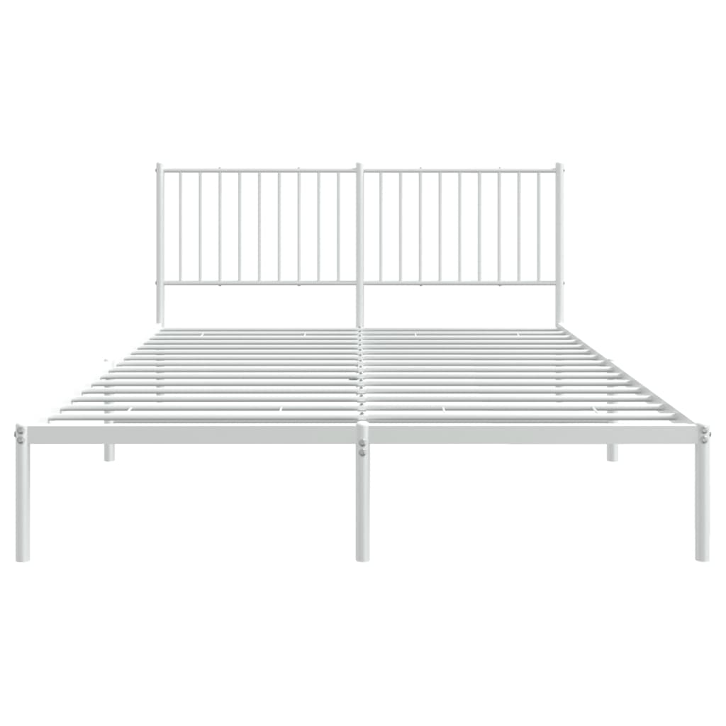 Sengeramme i metall med sengegavl hvit 150x200 cm