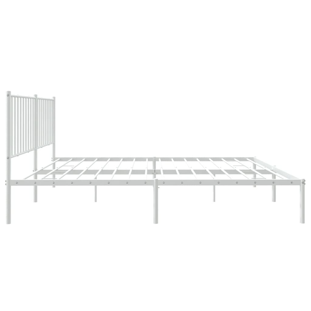 Sengeramme i metall med sengegavl hvit 150x200 cm