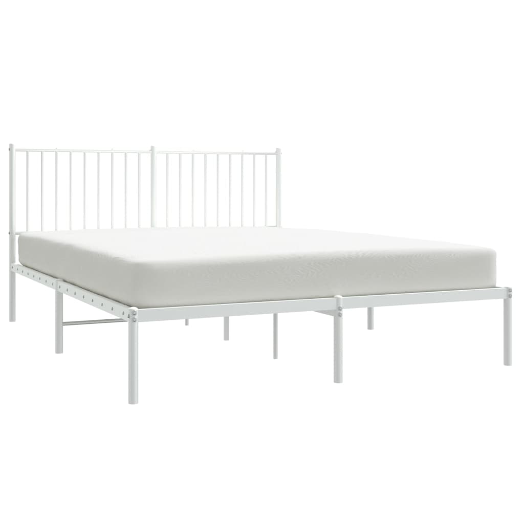 Sengeramme i metall med sengegavl hvit 160x200 cm