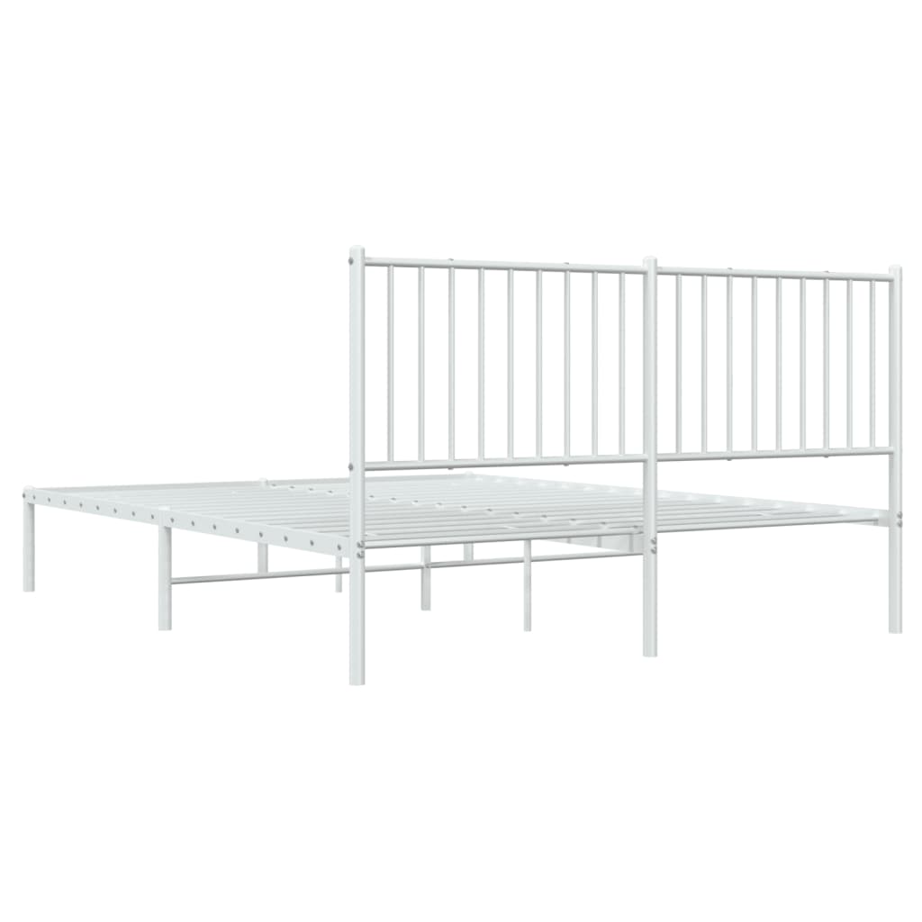Sengeramme i metall med sengegavl hvit 160x200 cm