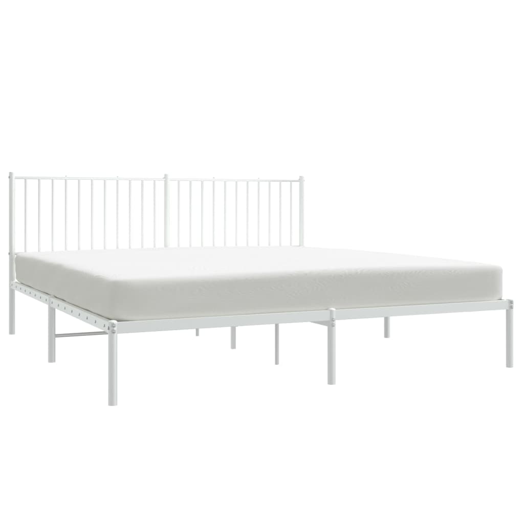 Sengeramme i metall med hodegavl hvit 183x213 cm