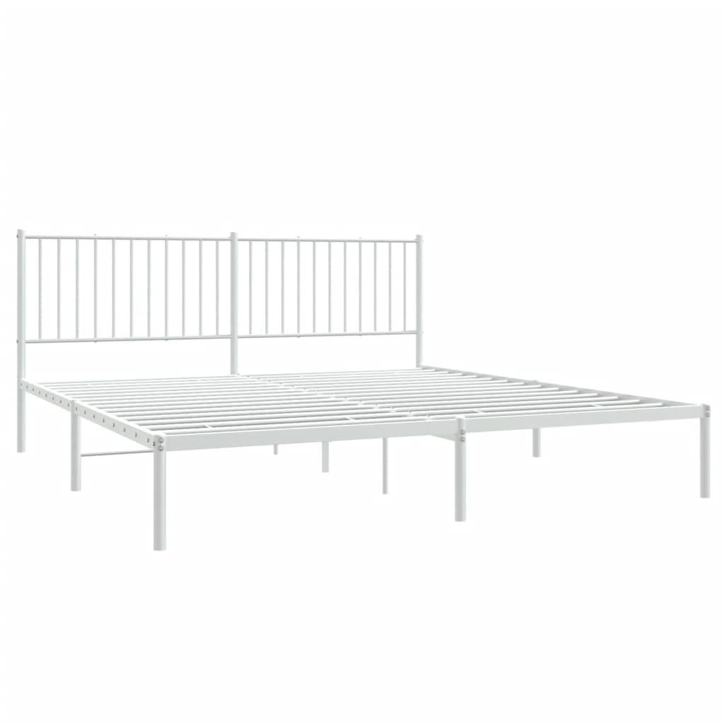 Sengeramme i metall med hodegavl hvit 183x213 cm