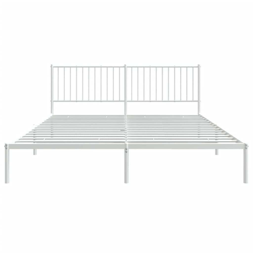 Sengeramme i metall med hodegavl hvit 183x213 cm