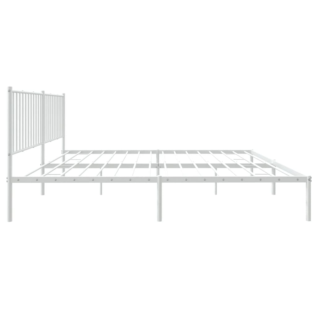 Sengeramme i metall med hodegavl hvit 183x213 cm