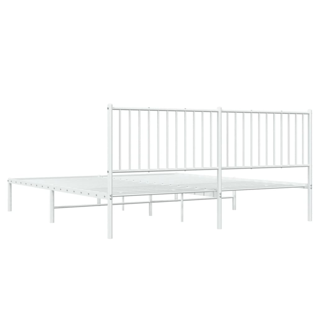Sengeramme i metall med hodegavl hvit 183x213 cm