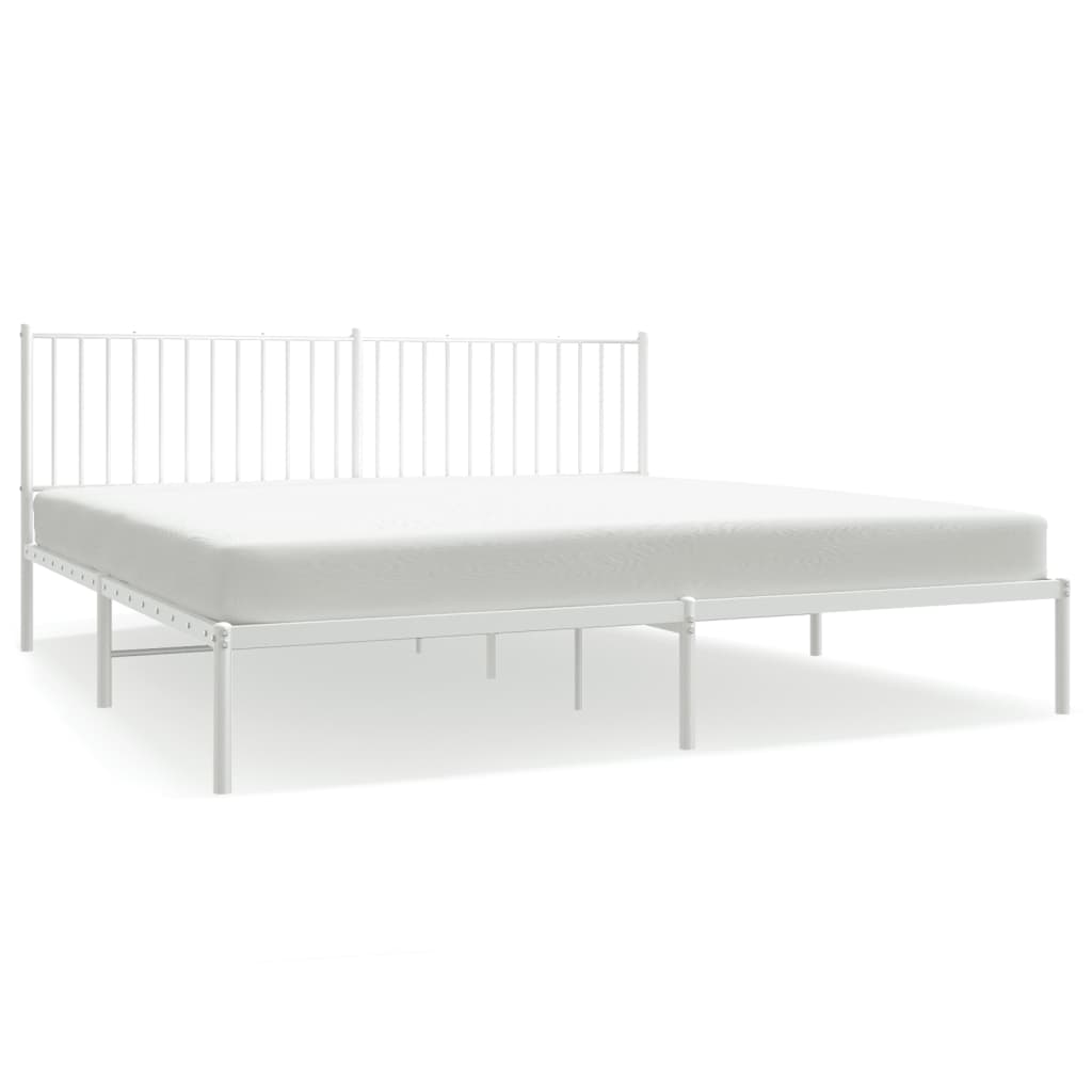 Sengeramme i metall med hodegavl hvit 193x203 cm