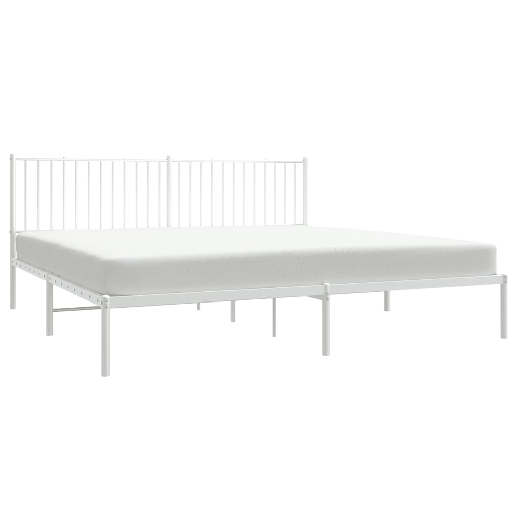 Sengeramme i metall med hodegavl hvit 193x203 cm