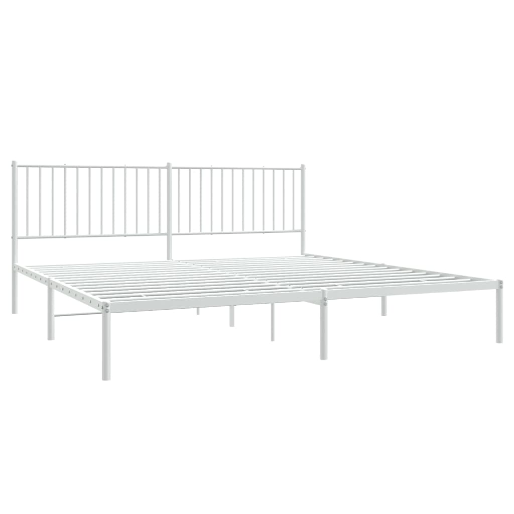 Sengeramme i metall med hodegavl hvit 193x203 cm