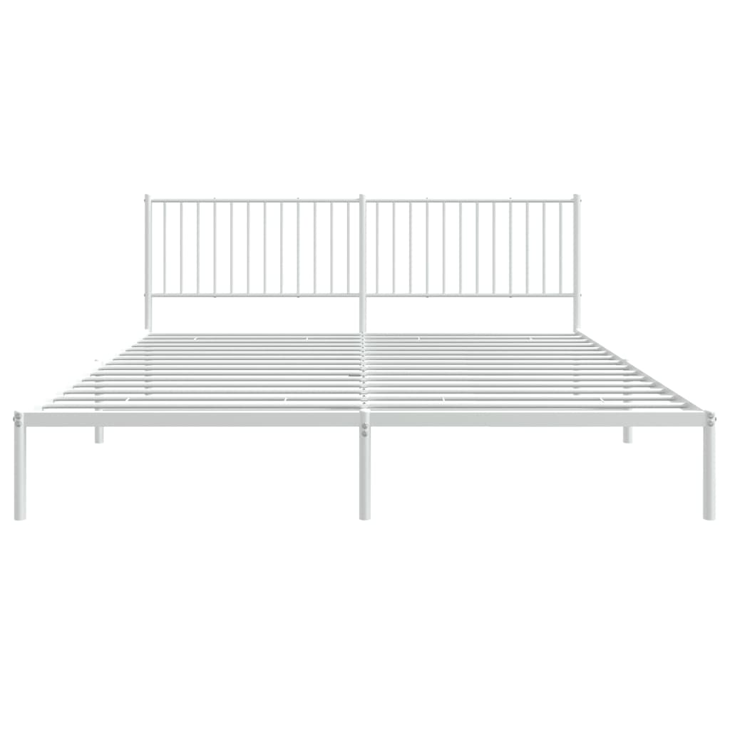 Sengeramme i metall med hodegavl hvit 193x203 cm