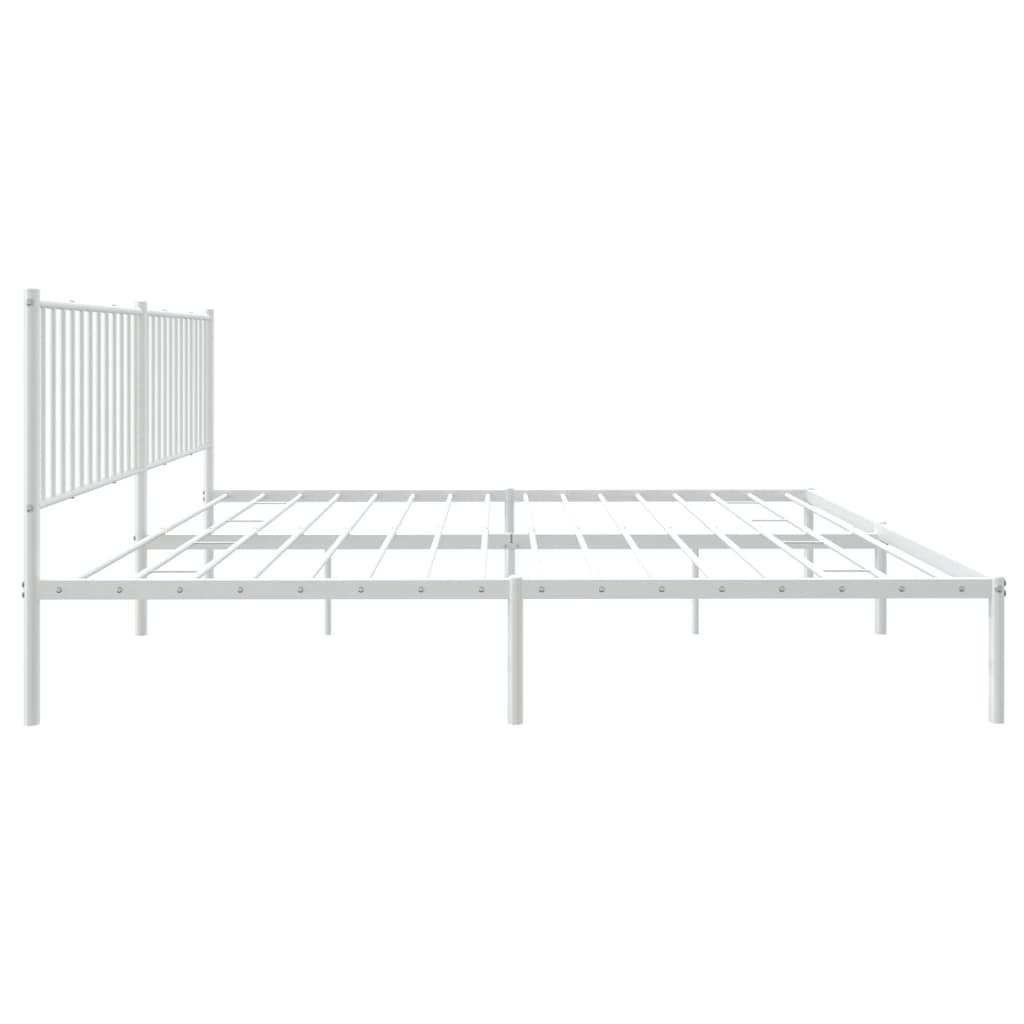 Sengeramme i metall med hodegavl hvit 193x203 cm