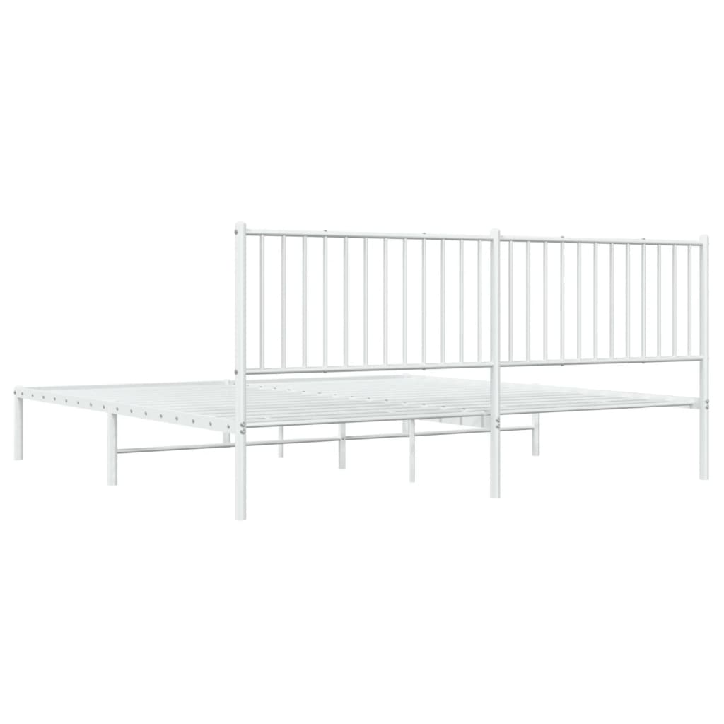 Sengeramme i metall med hodegavl hvit 193x203 cm
